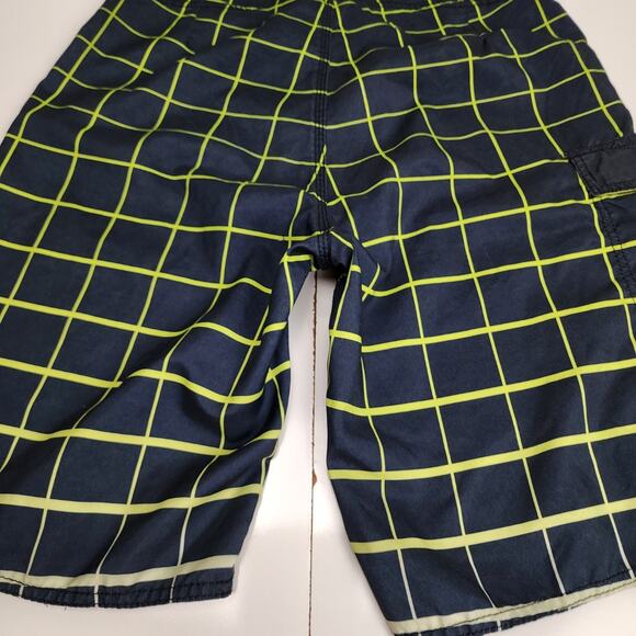 Amp Energy Black & Neon Green Plaid Water Swim Trunks Board Shorts Men's Size 34 - Picture 6 of 10
